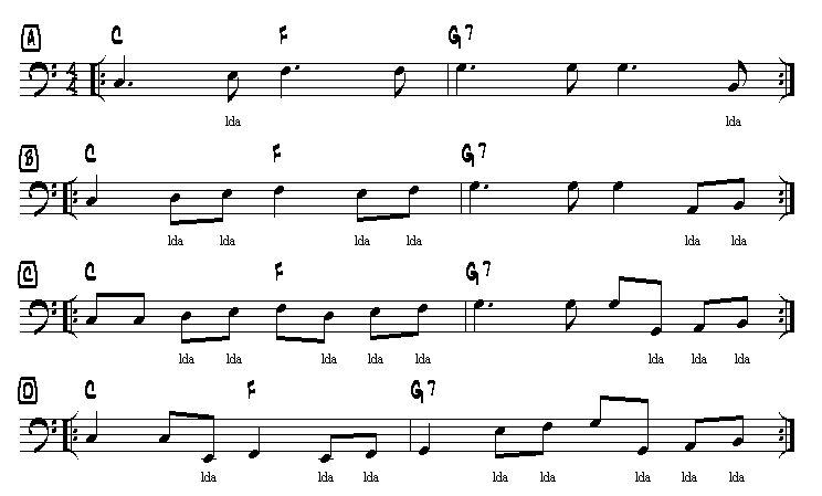 lower diatonic approaches A-D